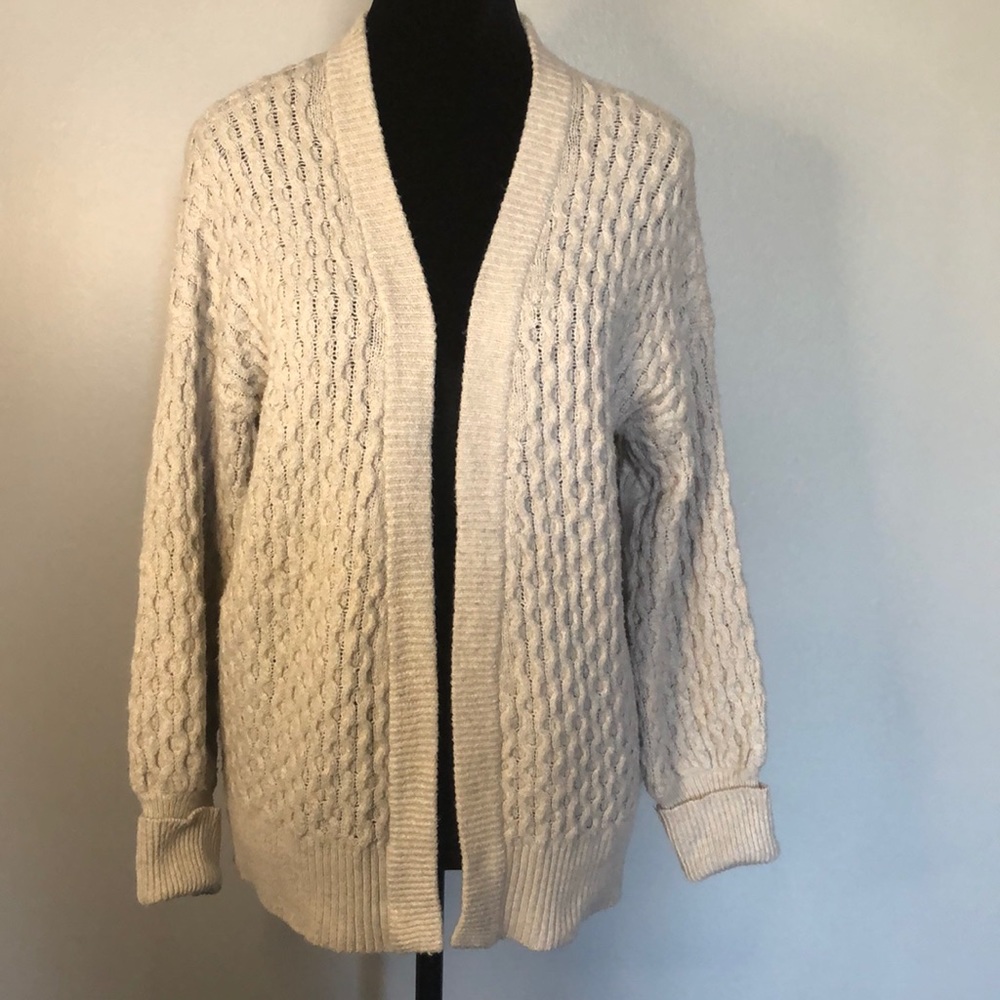 Cardigan Sweater by Lovecrazy, Sz XS, Open Front, Oat color, Long/Rolled Cuff